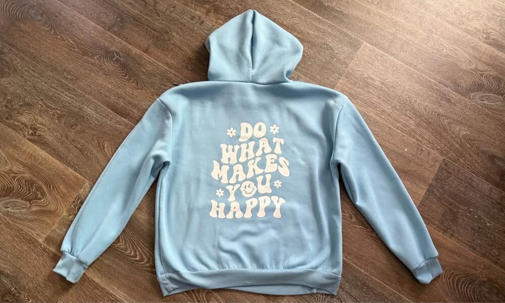 Women’s Blue SHEIN “Do What Makes You Happy” Hoodie Size Small